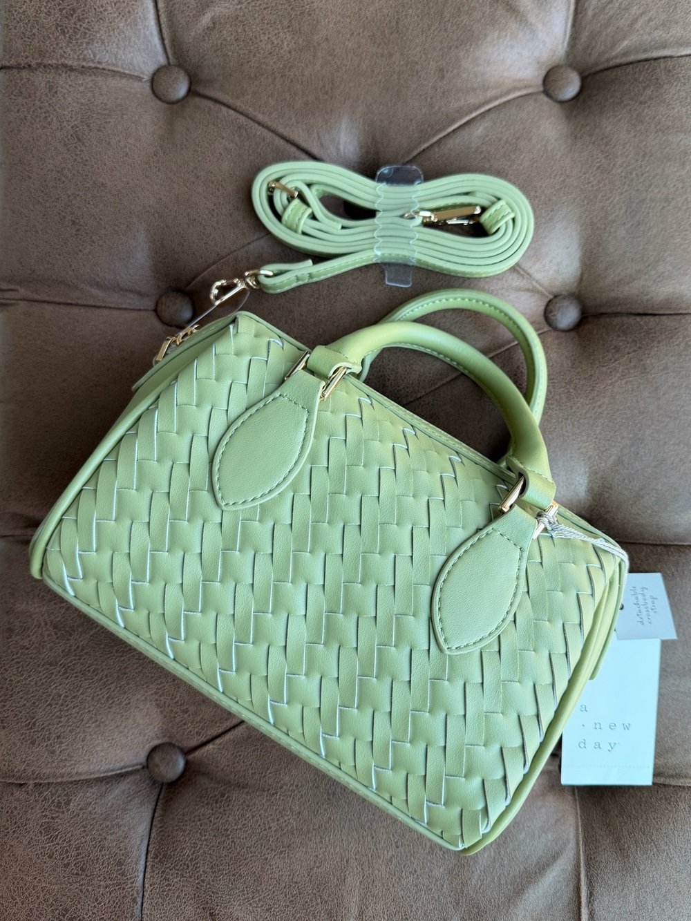 a new day Light Green Woven Mini Satchel